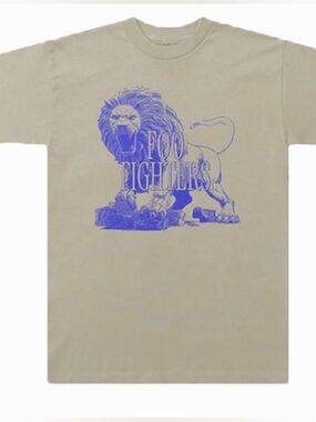 Foo Fighters | Lion Graphic Tour Band Merch Sand & Blue Concert 2023 Tee Large